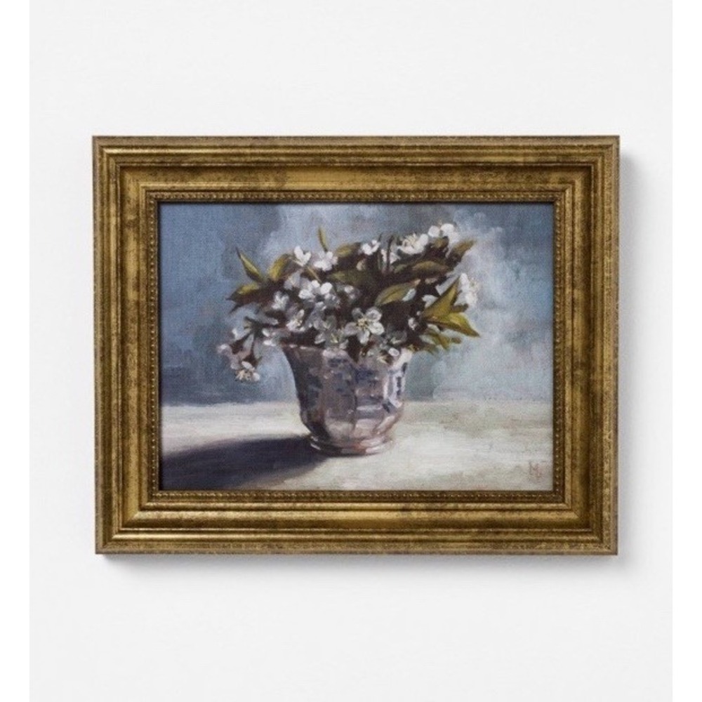 10" x 8 FLOWER VINTAGE Framed WALL ART Threshold STUDIO MCGEE Gold Violet TARGET